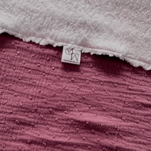 Deken mauve stip & Teddy wit | verschillende afmetingen