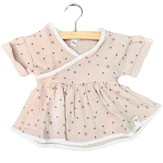 Muslin dress pink stars | LAST