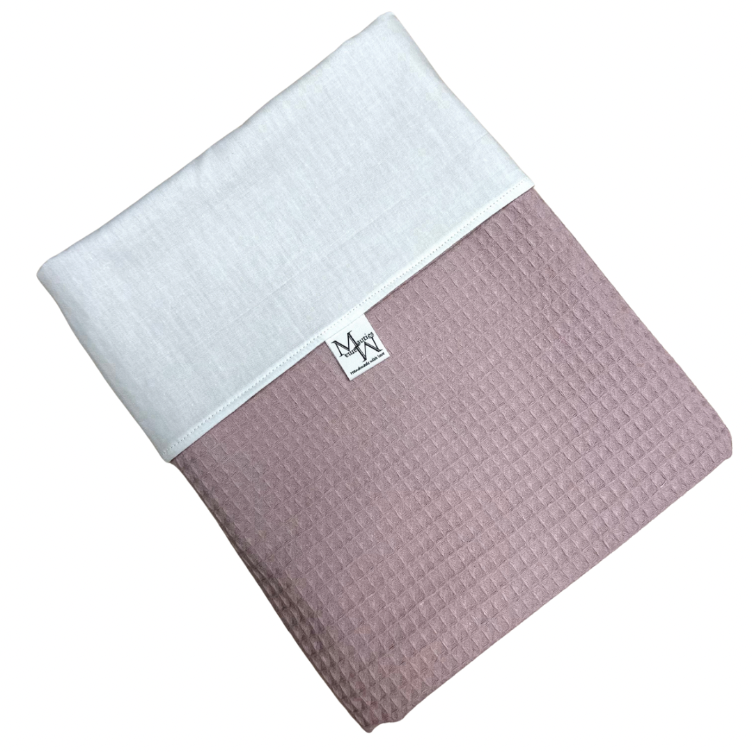 Wiegdeken gewoon wit & oud roze wafel