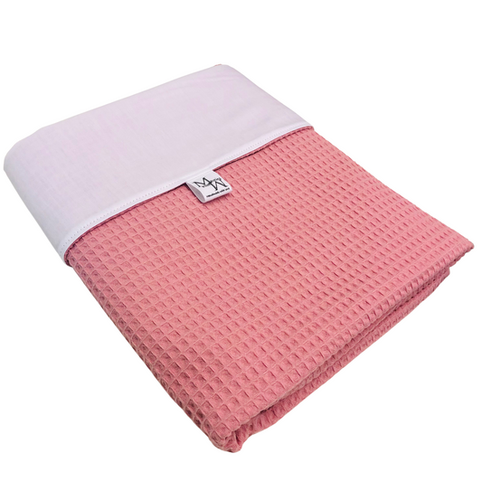 Blanket plain white & pink waffle | various sizes