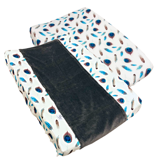 Housses de matelas à langer | Plume de paon | ensemble 2 pièces