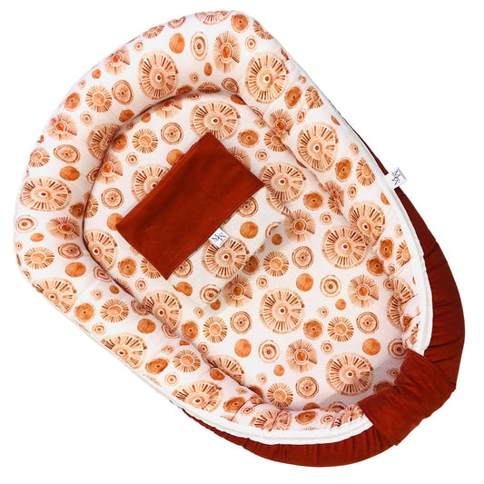 *DERNIER* Nid de bébé MM CHIC Mandala brique | avec FERMETURE ÉCLAIR | taille M