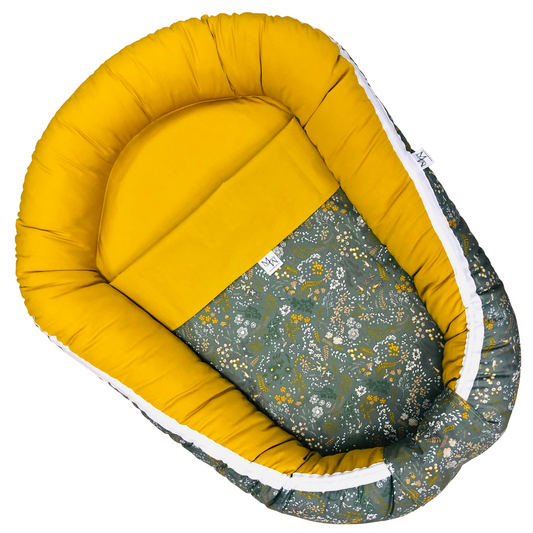 Baby nest flowers old green | with ZIPPER | in stock | Bio-cotton
