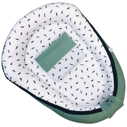 Baby nest feathers old green | with ZIPPER | in stock