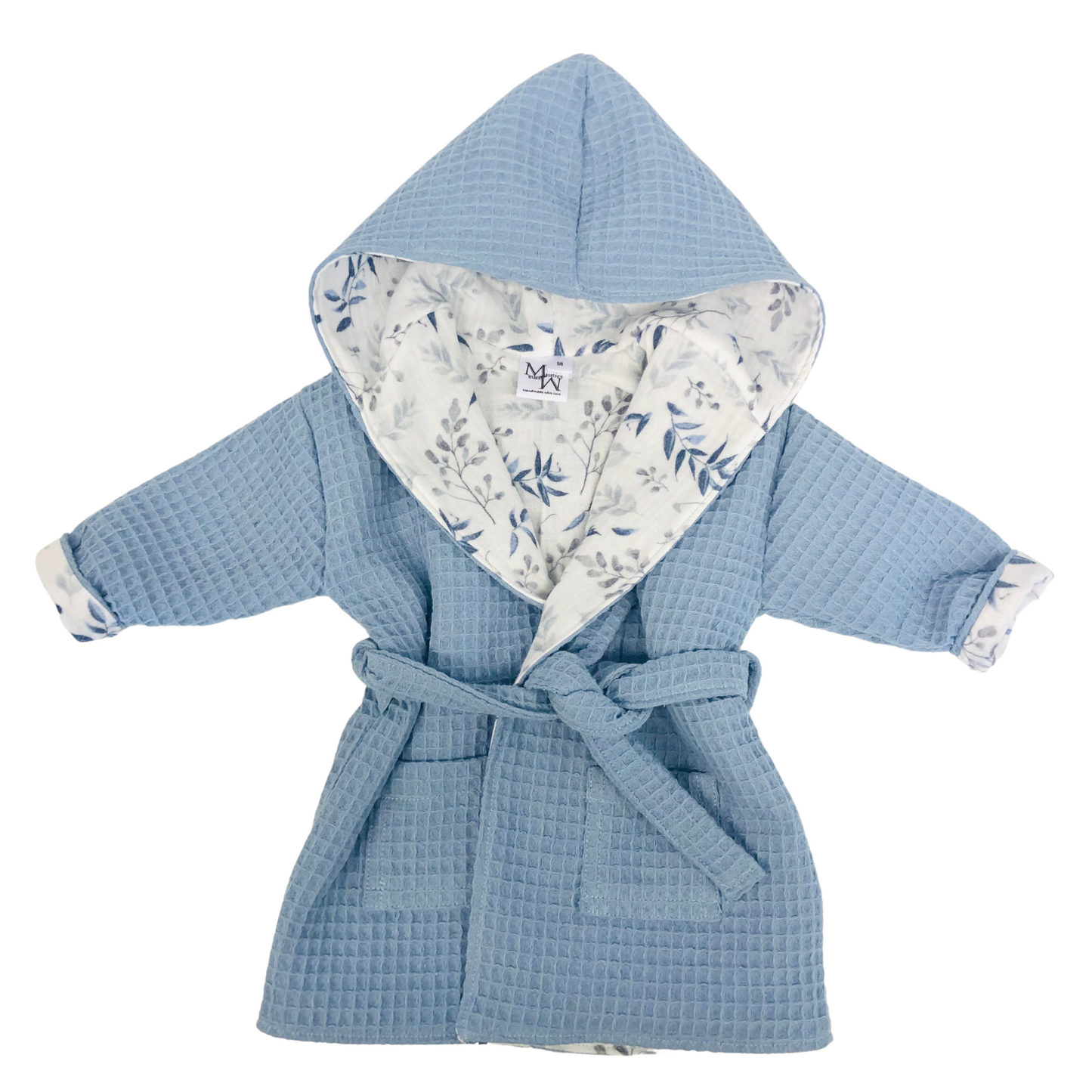 Badjas | wafelstof | Wilde takken | oud blauw