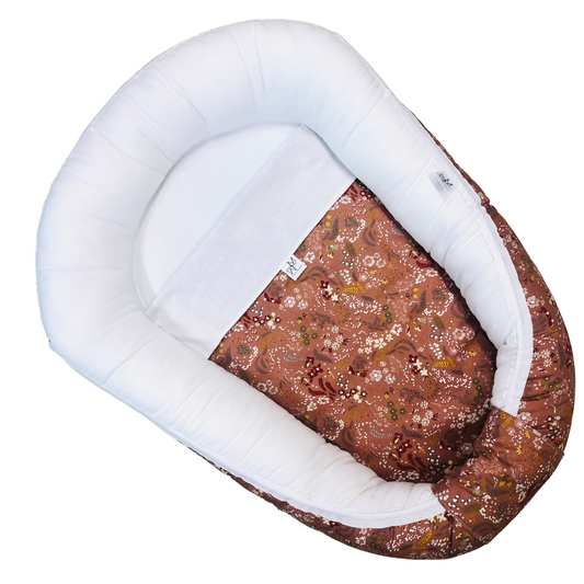 *DERNIER* Nid de bébé fleurs vieux rose | Bio-coton