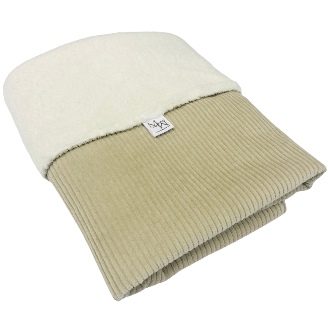 Deken Ecru rib & Teddy wit | verschillende afmetingen