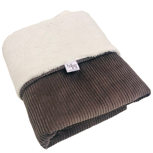 Blanket Anthracite rib & Teddy white | various sizes