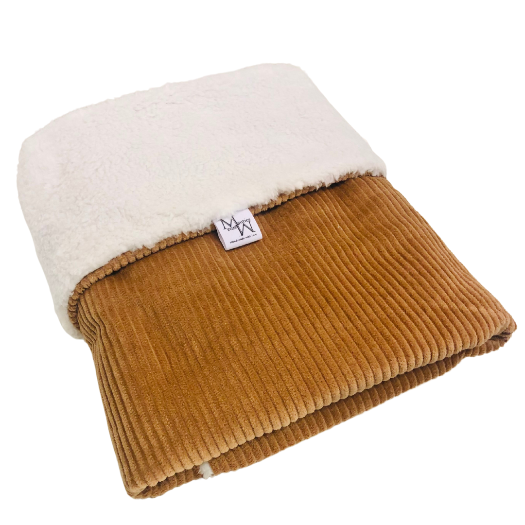Deken Karamel rib & Teddy wit | verschillende afmetingen