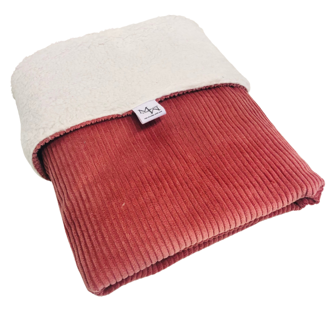 Deken Oud roze rib & Teddy wit | verschillende afmetingen