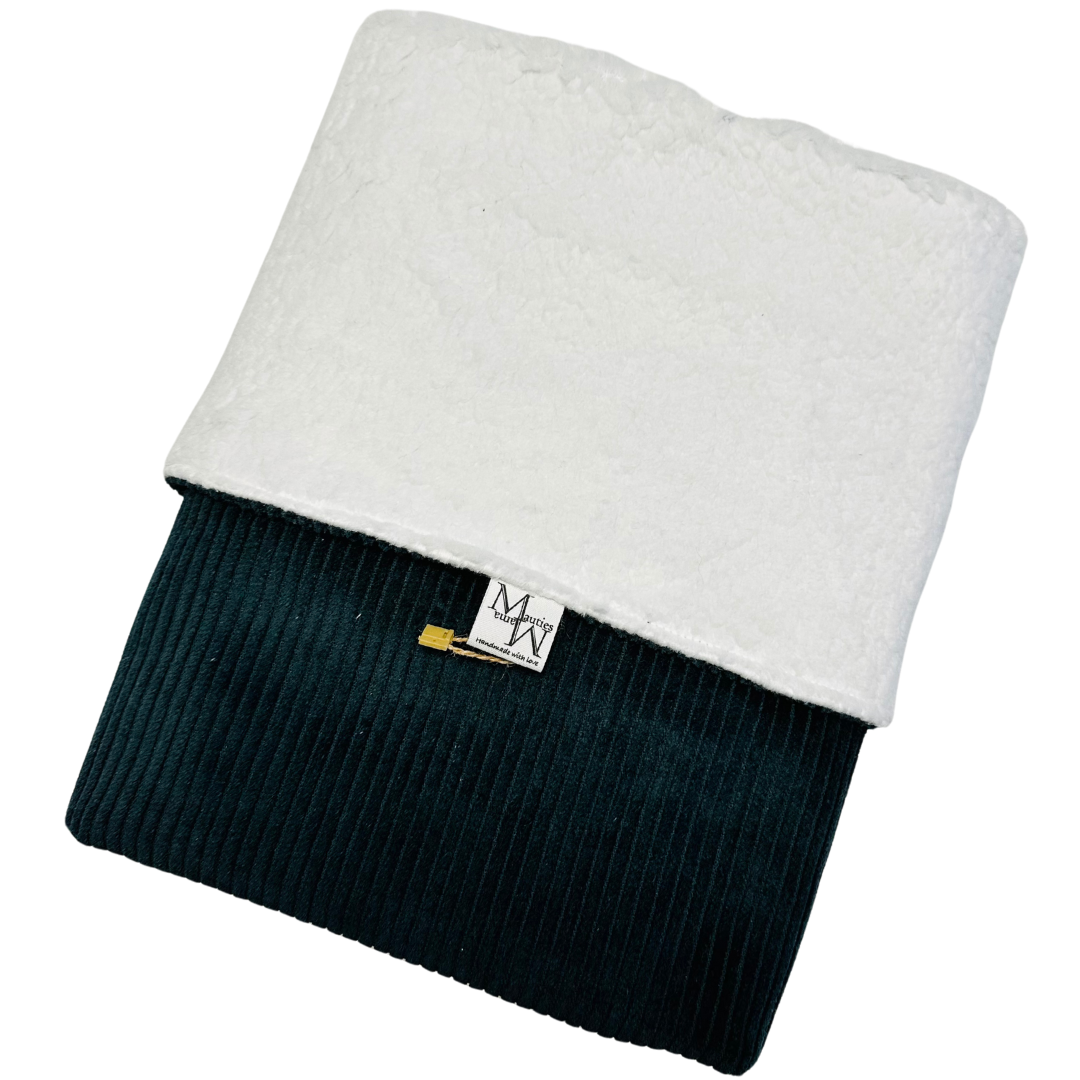 Deken smaragd groen rib & Teddy wit | verschillende afmetingen