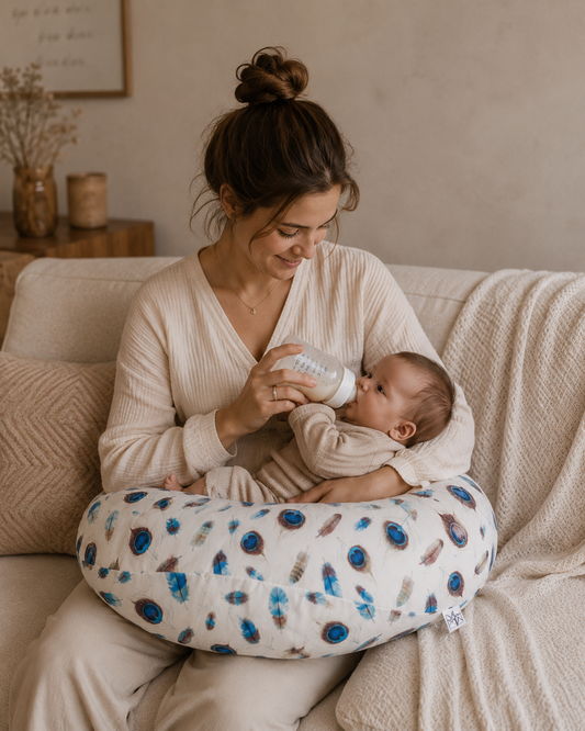 Nursing pillow cover | Jersey | Peacock feather | in stock