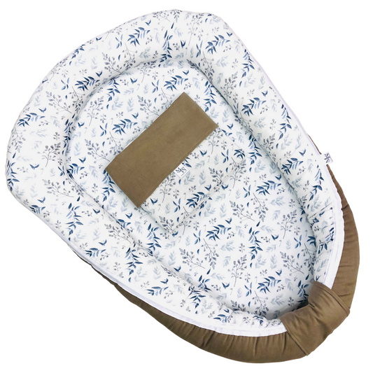 MM CHIC Babynest blauwe takjes taupe | met RITS | op voorraad