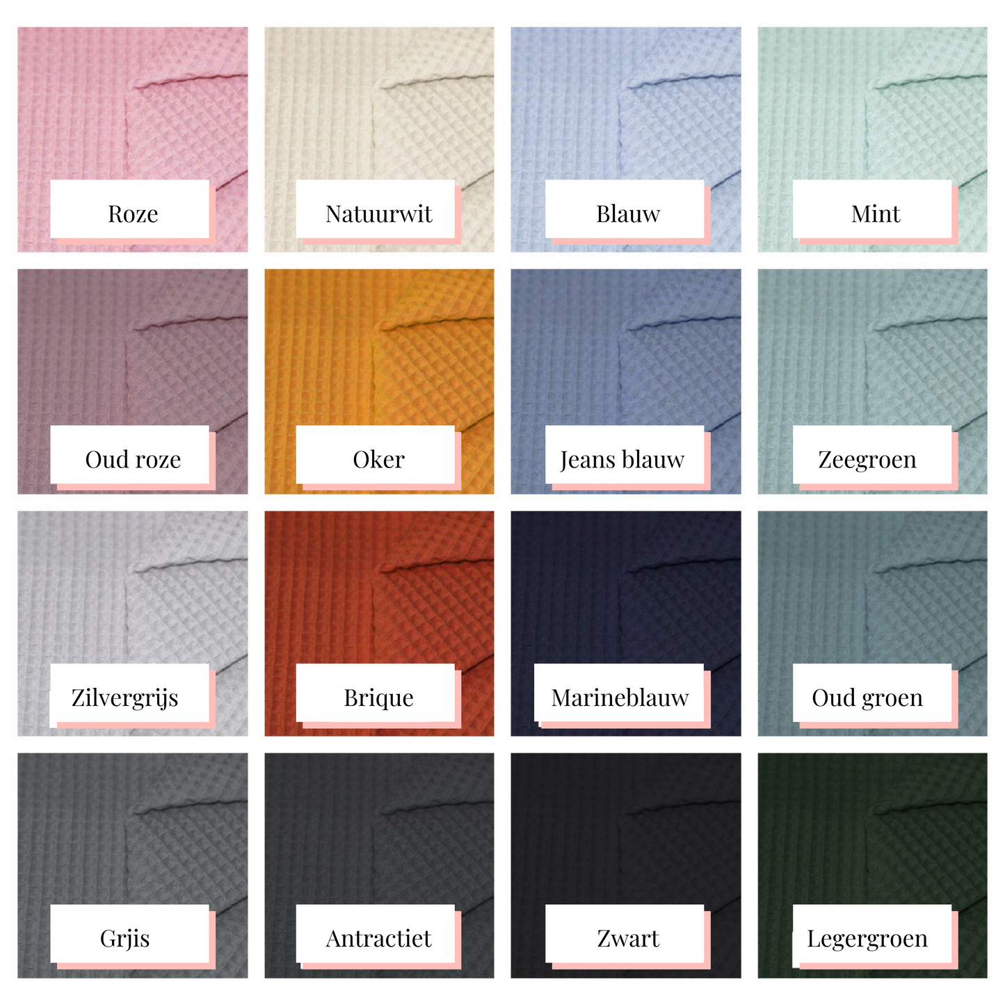 overzicht wafelstofkleuren